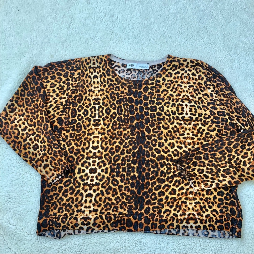 New! Zara leopard print crop light knit sweater. M - Picture 4 of 6